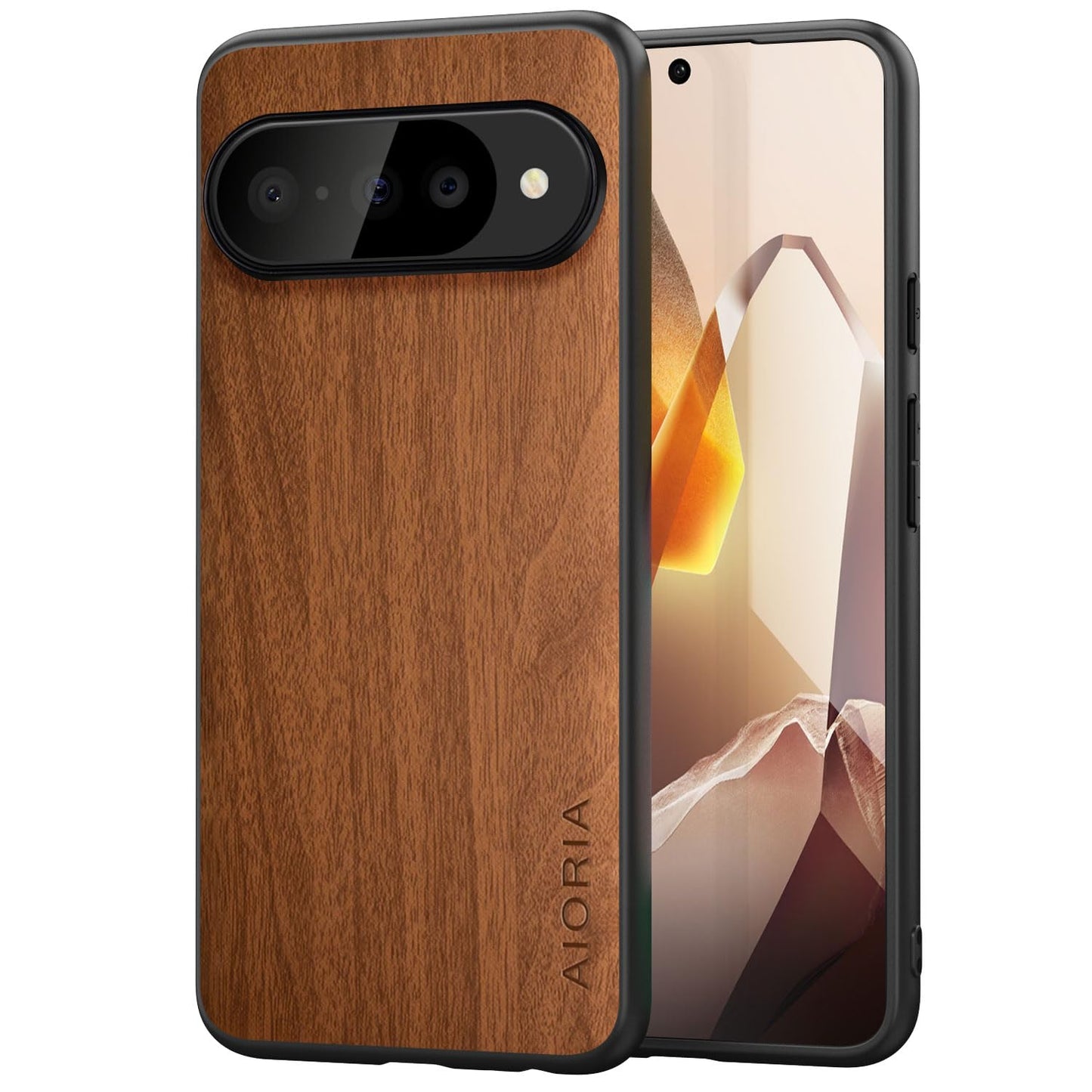 Case for Google Pixel 9 Pro XL 5G funda Bamboo Wood Pattern PU Leather Back Cover for Google 9 proxl case (Blue, Pixel 9 Pro XL)
