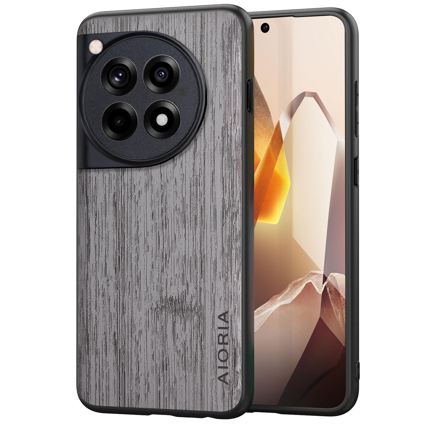 Case for Oneplus 12 12R Imitation Bamboo Pattern PU Leather Design Phone Case Protective Cover