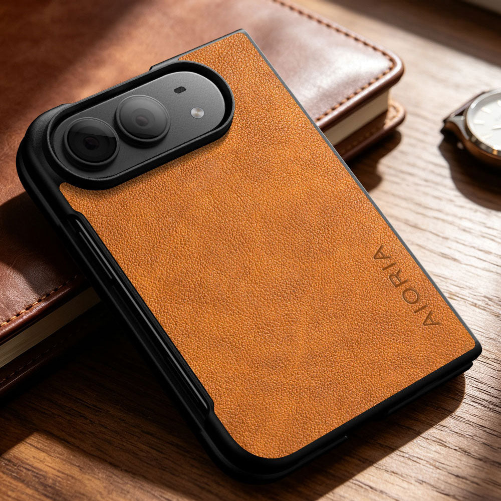 AIORIA for iPhone Duo Case Premium Leather Cover Retro Design Full Protective Case (Black, for iPhone Duo)