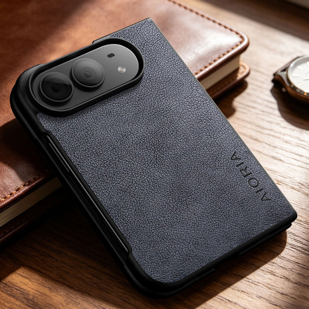AIORIA for iPhone Duo Case Premium Leather Cover Retro Design Full Protective Case (Black, for iPhone Duo)