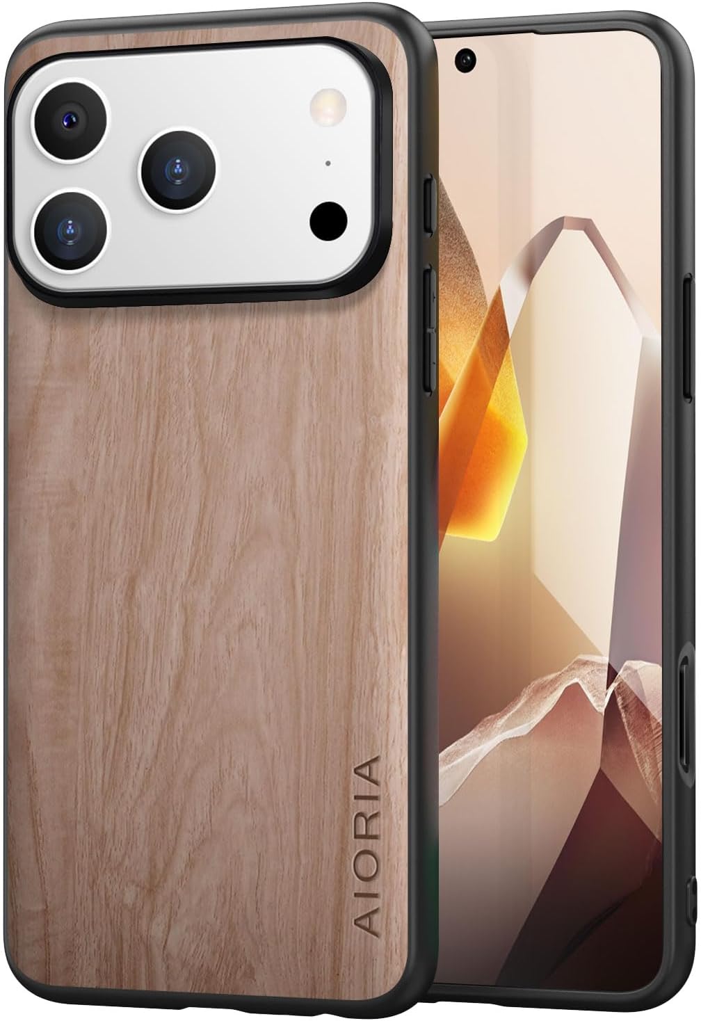 Case for iPhone 17 Pro 5G funda Bamboo Wood Pattern PU Leather Back Cover for iphone17 pro case (White, iPhone 17 Pro)