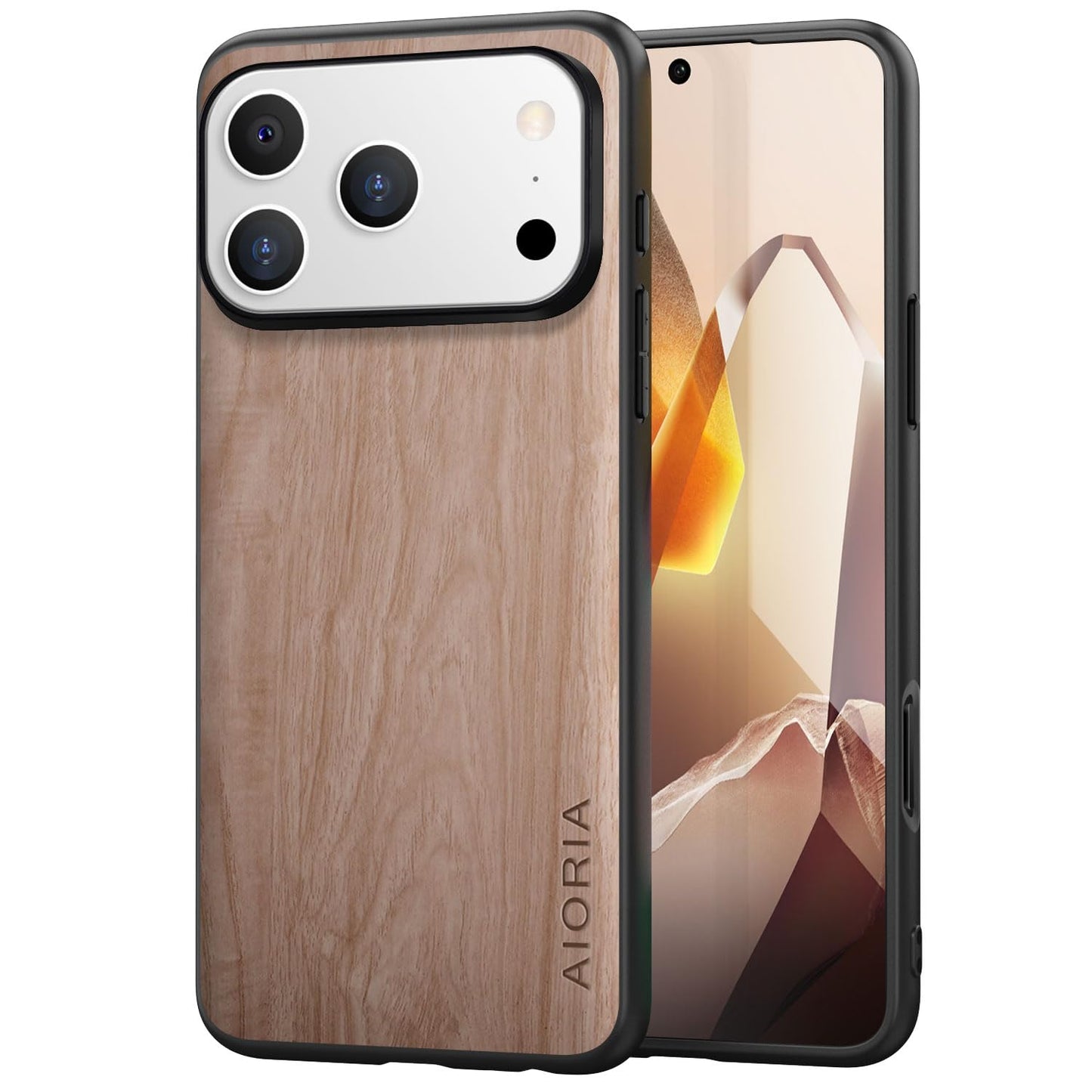Case for iPhone 17 Pro 5G funda Bamboo Wood Pattern PU Leather Back Cover for iphone17 pro case (White, iPhone 17 Pro)