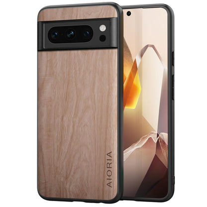 Case for Google Pixel 9 Pro XL 5G funda Bamboo Wood Pattern PU Leather Back Cover for Google 9 proxl case (Blue, Pixel 9 Pro XL)