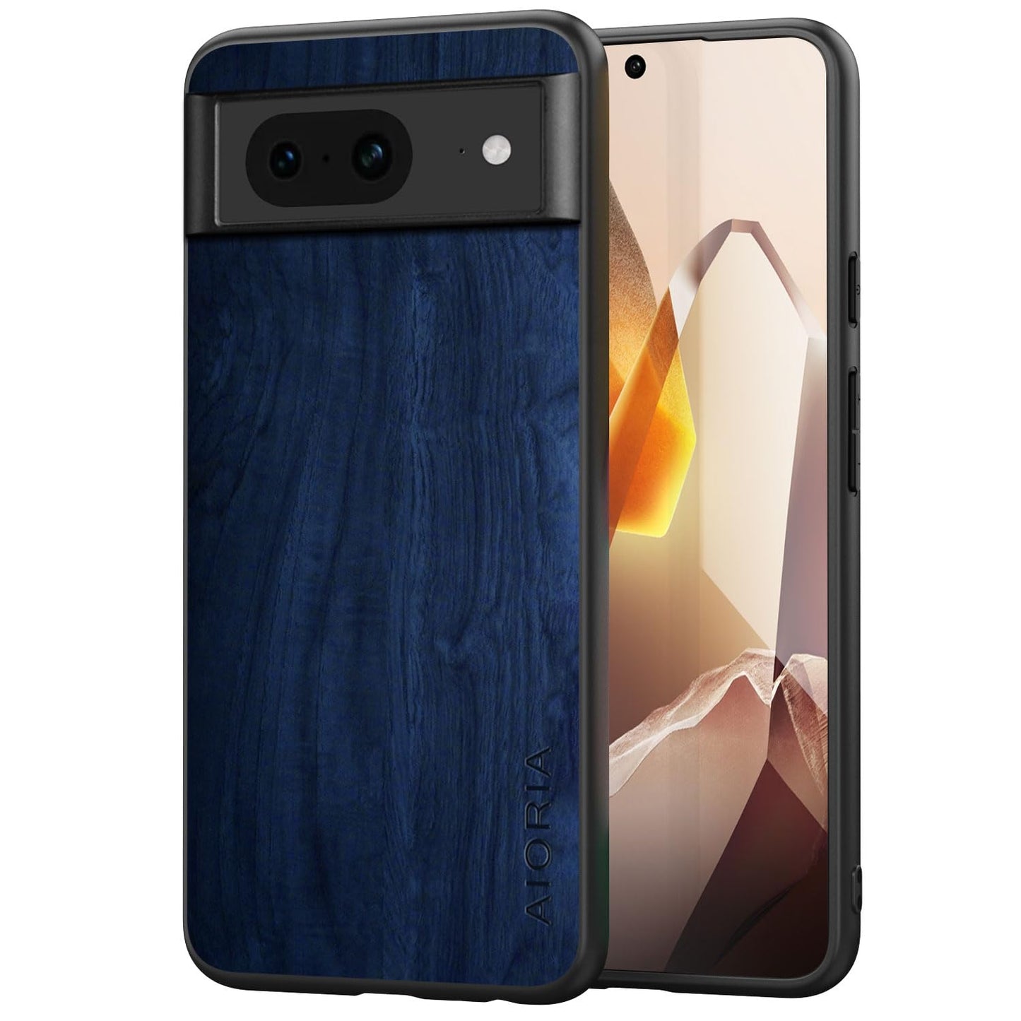 Case for Google Pixel 9 Pro XL 5G funda Bamboo Wood Pattern PU Leather Back Cover for Google 9 proxl case (Blue, Pixel 9 Pro XL)