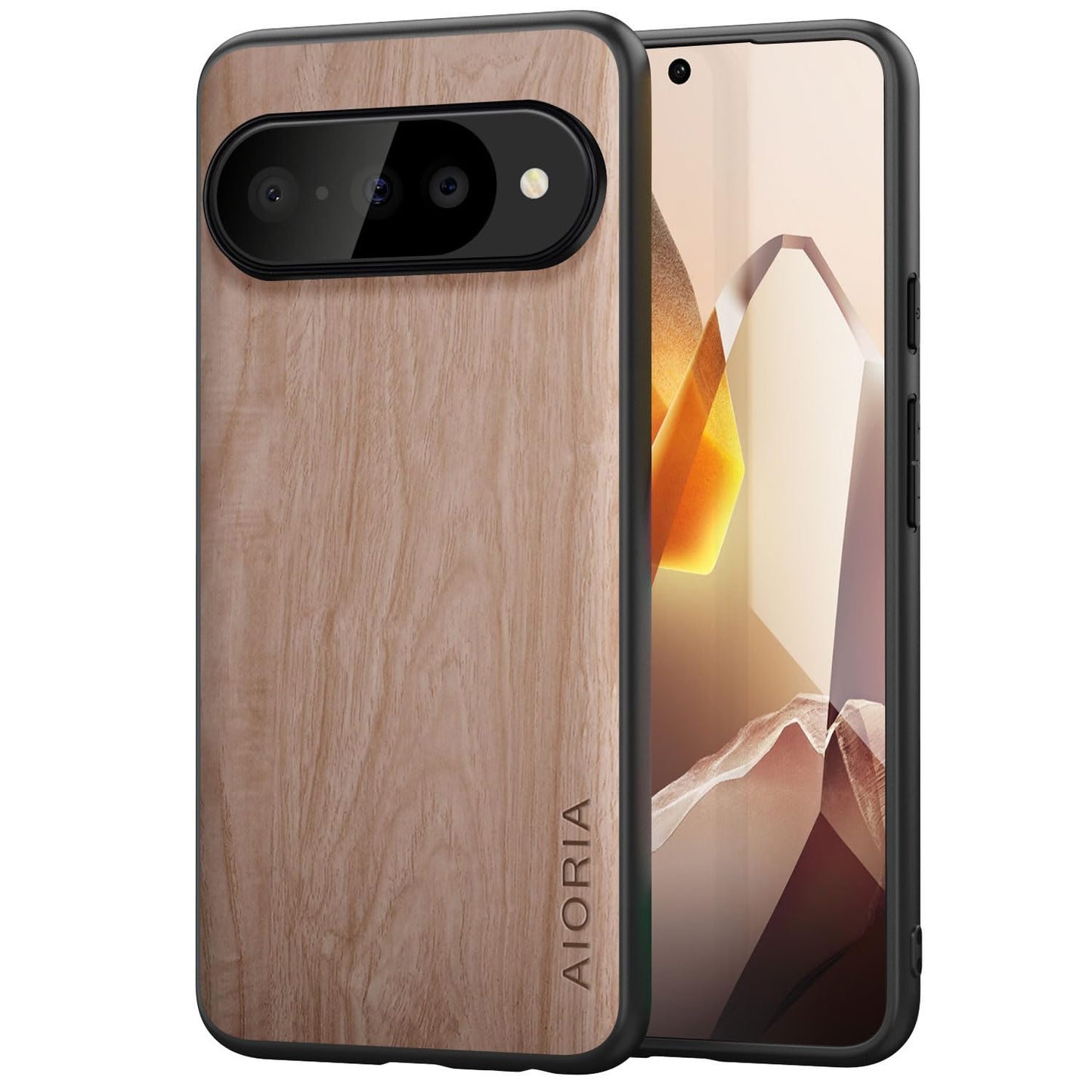Case for Google Pixel 9 Pro XL 5G funda Bamboo Wood Pattern PU Leather Back Cover for Google 9 proxl case (Blue, Pixel 9 Pro XL)