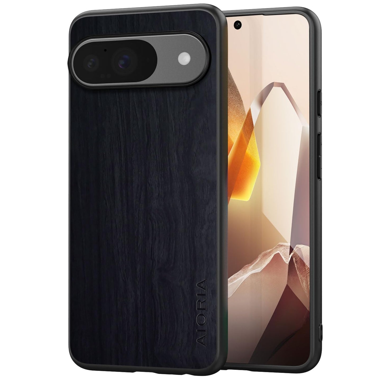 Case for Google Pixel 9 Pro XL 5G funda Bamboo Wood Pattern PU Leather Back Cover for Google 9 proxl case (Blue, Pixel 9 Pro XL)