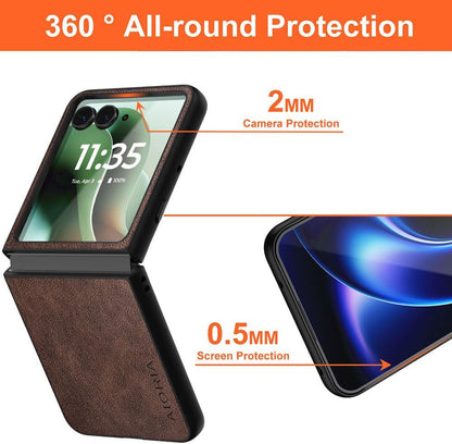 AIORIA for Motorola Razr Ultra 2026 Case Compatible Motorola Razr Ultra 2025 Case Premium Leather Cover Retro Design Full Protective Case (Coffee, for Razr Ultra 2026/2025)