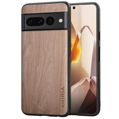 Case for Google Pixel 9 Pro XL 5G funda Bamboo Wood Pattern PU Leather Back Cover for Google 9 proxl case (Blue, Pixel 9 Pro XL)