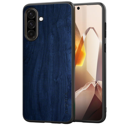 Case for Samsung Galaxy A17 5G funda Bamboo Wood Pattern PU Leather Back Cover for Samsung Galaxy a17 case (Yellow, Galaxy A17)
