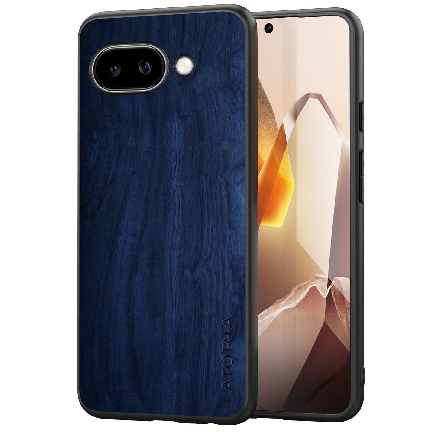 Case for Google Pixel 9 Pro XL 5G funda Bamboo Wood Pattern PU Leather Back Cover for Google 9 proxl case (Blue, Pixel 9 Pro XL)