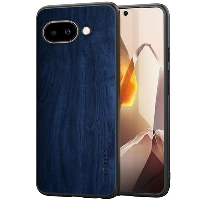 Case for Google Pixel 9 Pro XL 5G funda Bamboo Wood Pattern PU Leather Back Cover for Google 9 proxl case (Blue, Pixel 9 Pro XL)