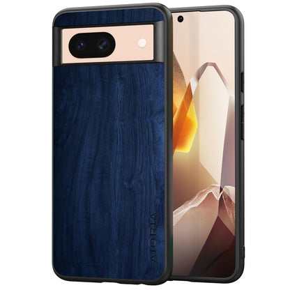 Case for Google Pixel 9 Pro XL 5G funda Bamboo Wood Pattern PU Leather Back Cover for Google 9 proxl case (Blue, Pixel 9 Pro XL)