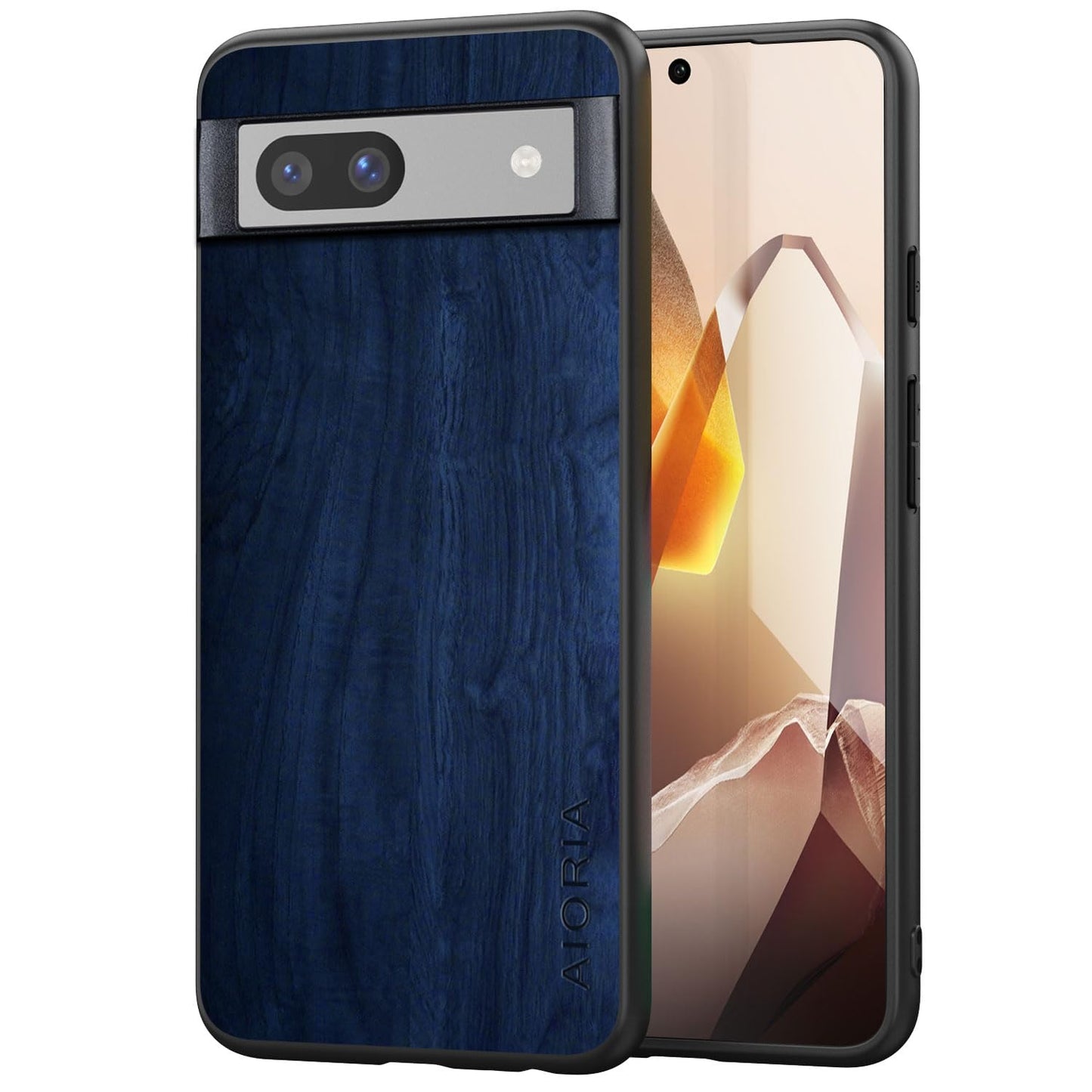 Case for Google Pixel 9 Pro XL 5G funda Bamboo Wood Pattern PU Leather Back Cover for Google 9 proxl case (Blue, Pixel 9 Pro XL)