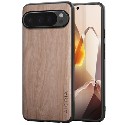 Case for Google Pixel 9 Pro XL 5G funda Bamboo Wood Pattern PU Leather Back Cover for Google 9 proxl case (Blue, Pixel 9 Pro XL)