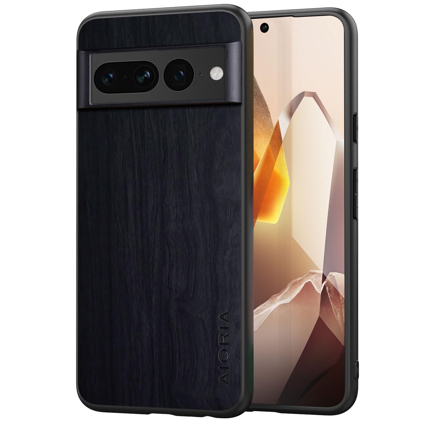 Case for Google Pixel 9 Pro XL 5G funda Bamboo Wood Pattern PU Leather Back Cover for Google 9 proxl case (Blue, Pixel 9 Pro XL)