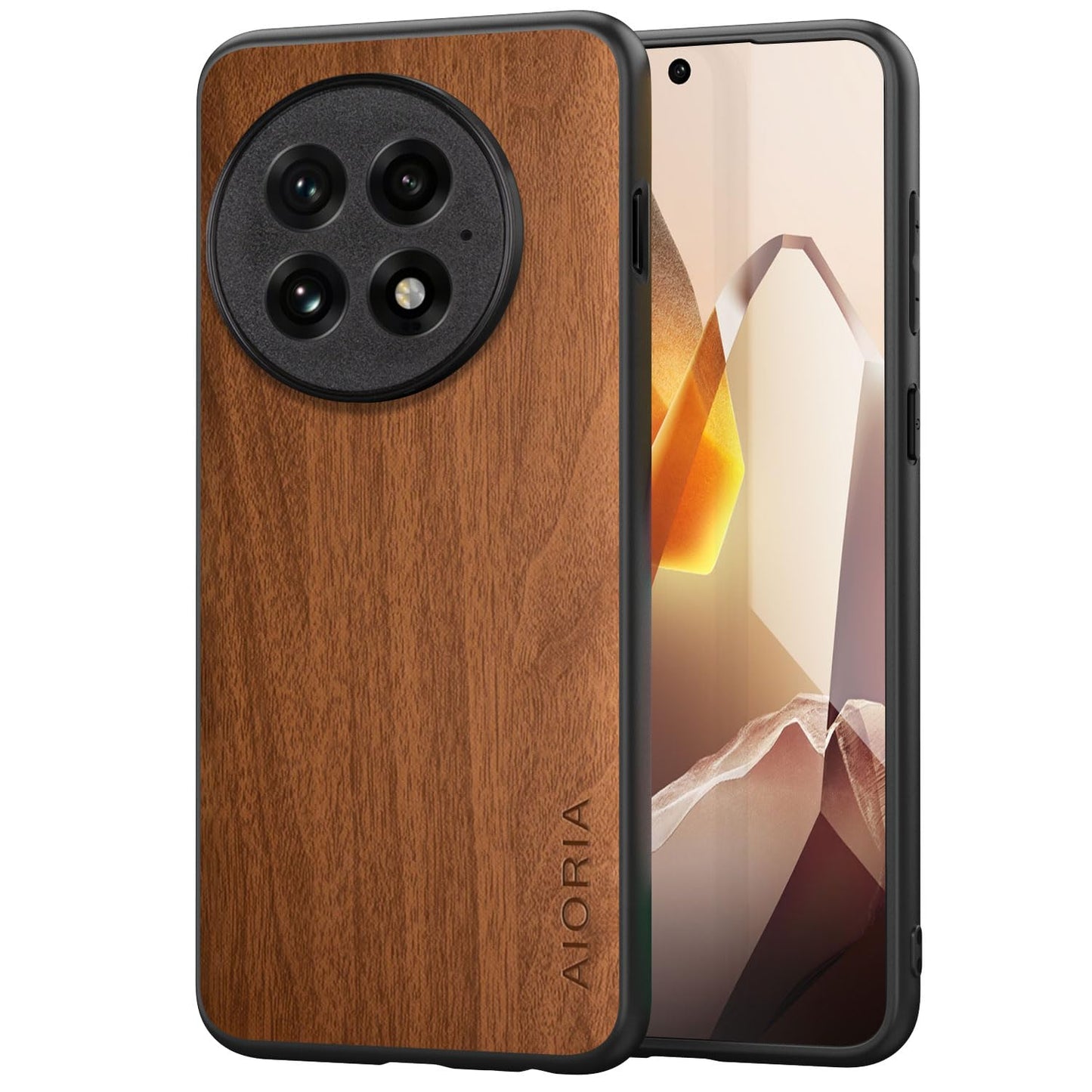 Case for OnePlus 13 5G funda Bamboo Wood Pattern PU Leather Back Cover for oneplus 13 case (Brown, OnePlus 13)