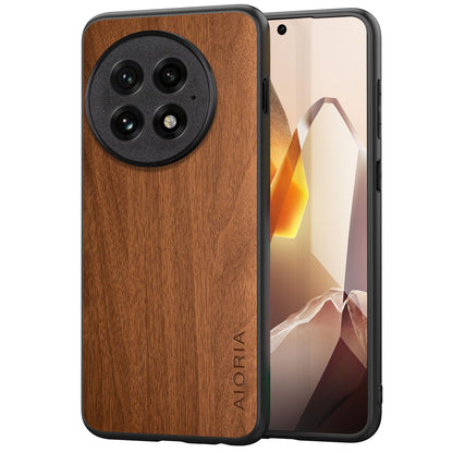 Case for OnePlus 13 5G funda Bamboo Wood Pattern PU Leather Back Cover for oneplus 13 case (Brown, OnePlus 13)