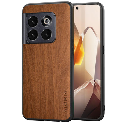 Case for OnePlus 13 5G funda Bamboo Wood Pattern PU Leather Back Cover for oneplus 13 case (Brown, OnePlus 13)