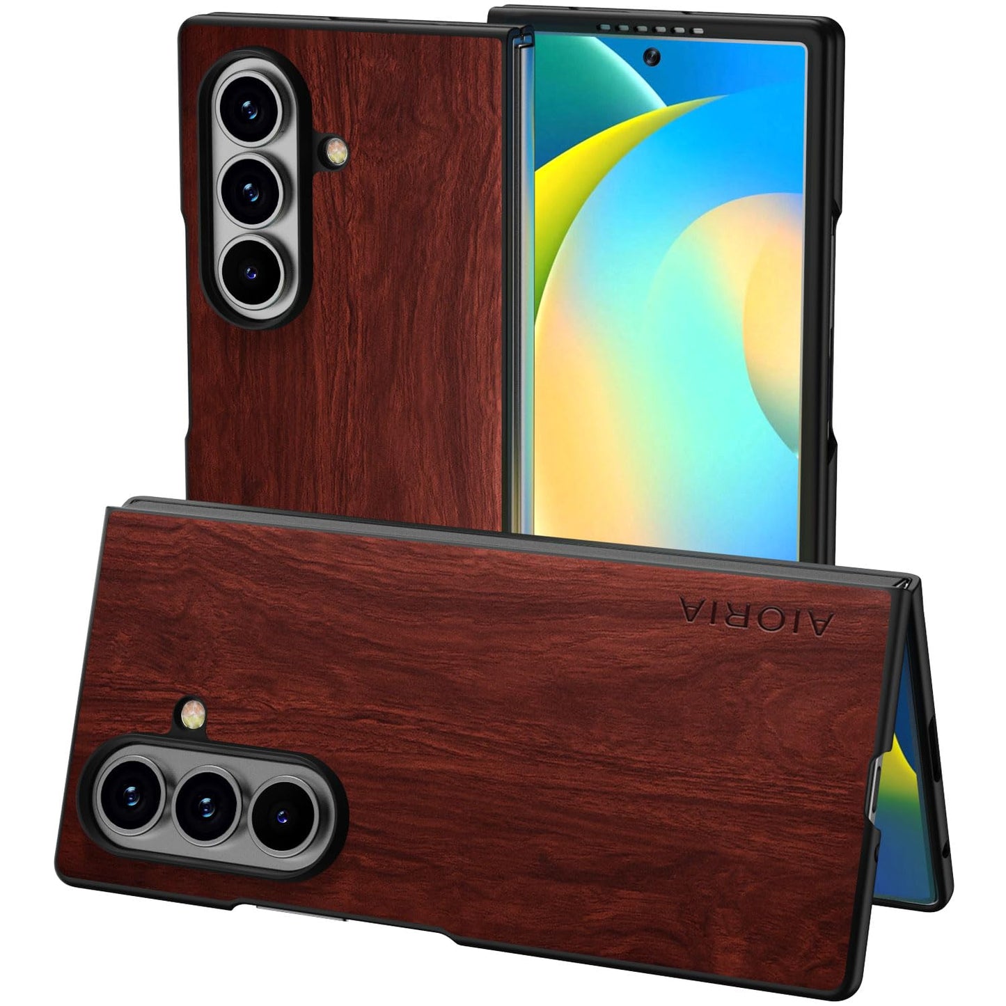 Case for Samsung Galaxy Z Fold 7 5G funda Bamboo Wood Pattern PU Leather Back Cover for Samsung Galaxy z fold7 zfold7 case (Blue, Galaxy Z Fold 7)