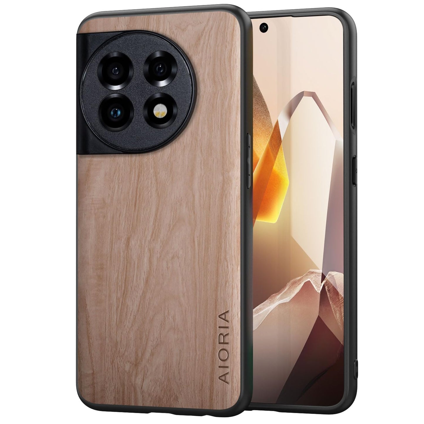 Case for OnePlus 13 5G funda Bamboo Wood Pattern PU Leather Back Cover for oneplus 13 case (Brown, OnePlus 13)