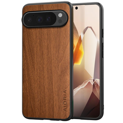 Case for Google Pixel 9 Pro XL 5G funda Bamboo Wood Pattern PU Leather Back Cover for Google 9 proxl case (Blue, Pixel 9 Pro XL)