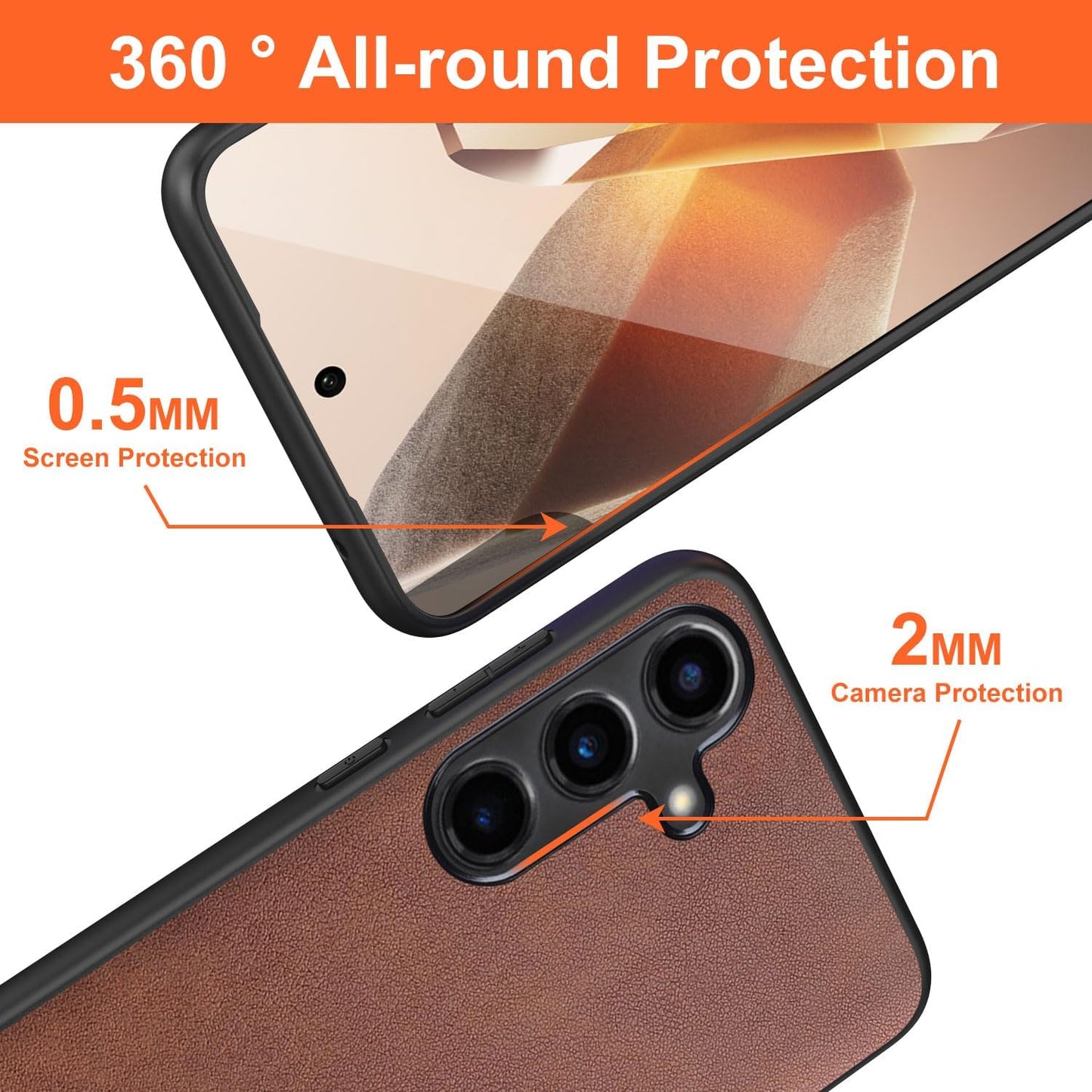 for Samsung Galaxy S25 Plus Case Simple Classic Design Durable Premium PU Leather Phone Case (Brown, for Samsung Galaxy S25 Plus)