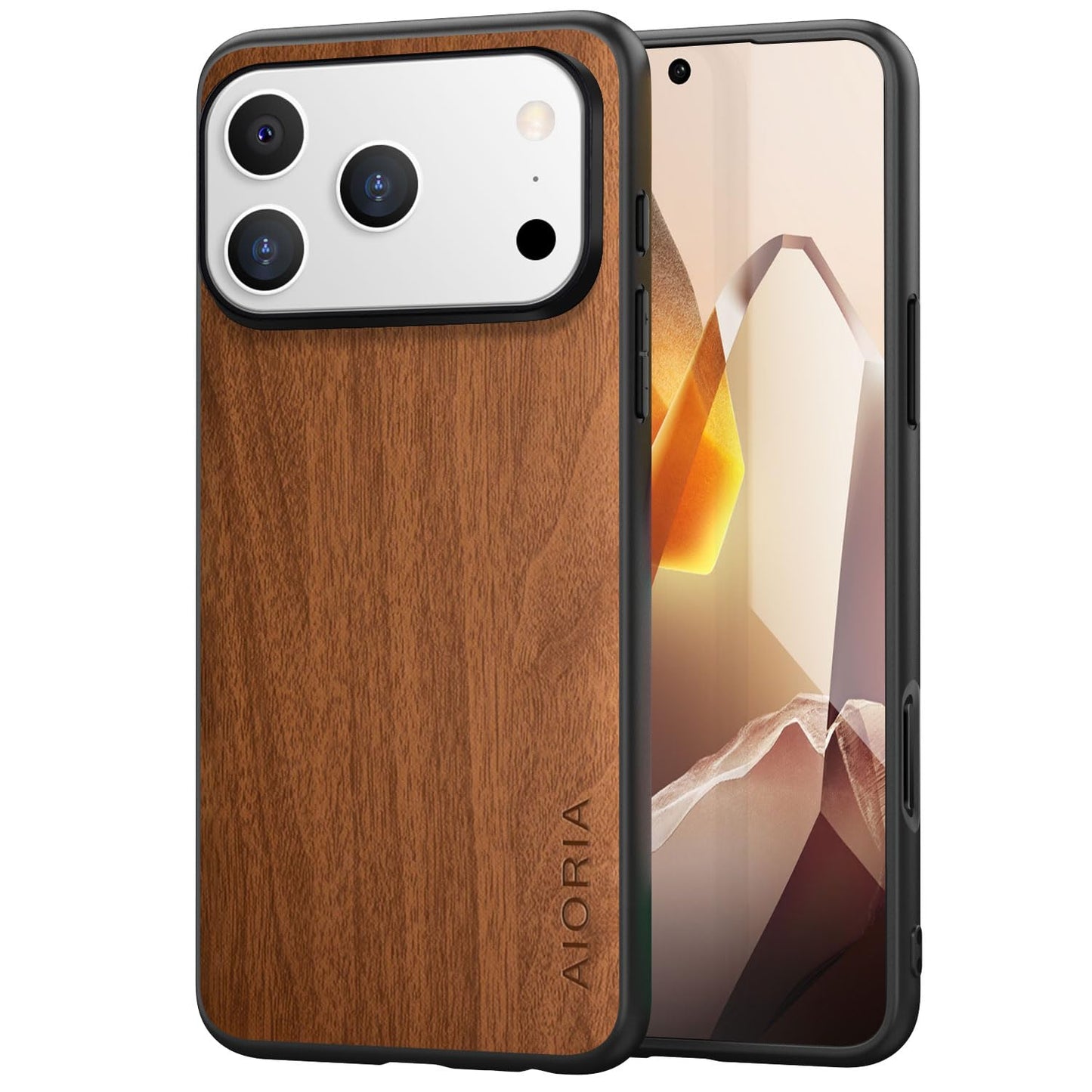Case for iPhone 17 Pro 5G funda Bamboo Wood Pattern PU Leather Back Cover for iphone17 pro case (White, iPhone 17 Pro)