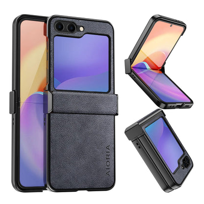 AIORIA for Samsung Galaxy Z Flip 8 Case Premium Leather Cover Retro Design Full Protective Case (Black, for Galaxy Z Flip8)