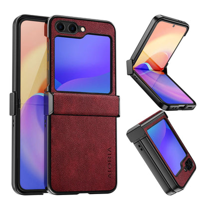 AIORIA for Samsung Galaxy Z Flip 8 Case Premium Leather Cover Retro Design Full Protective Case (Black, for Galaxy Z Flip8)