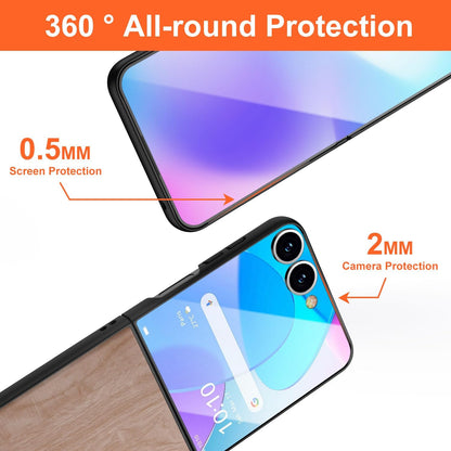 Case for Samsung Galaxy Z Flip 7 5G funda Bamboo Wood Pattern PU Leather Back Cover for Samsung Galaxy z flip7 zflip7 case (White, Galaxy Z Flip 7)