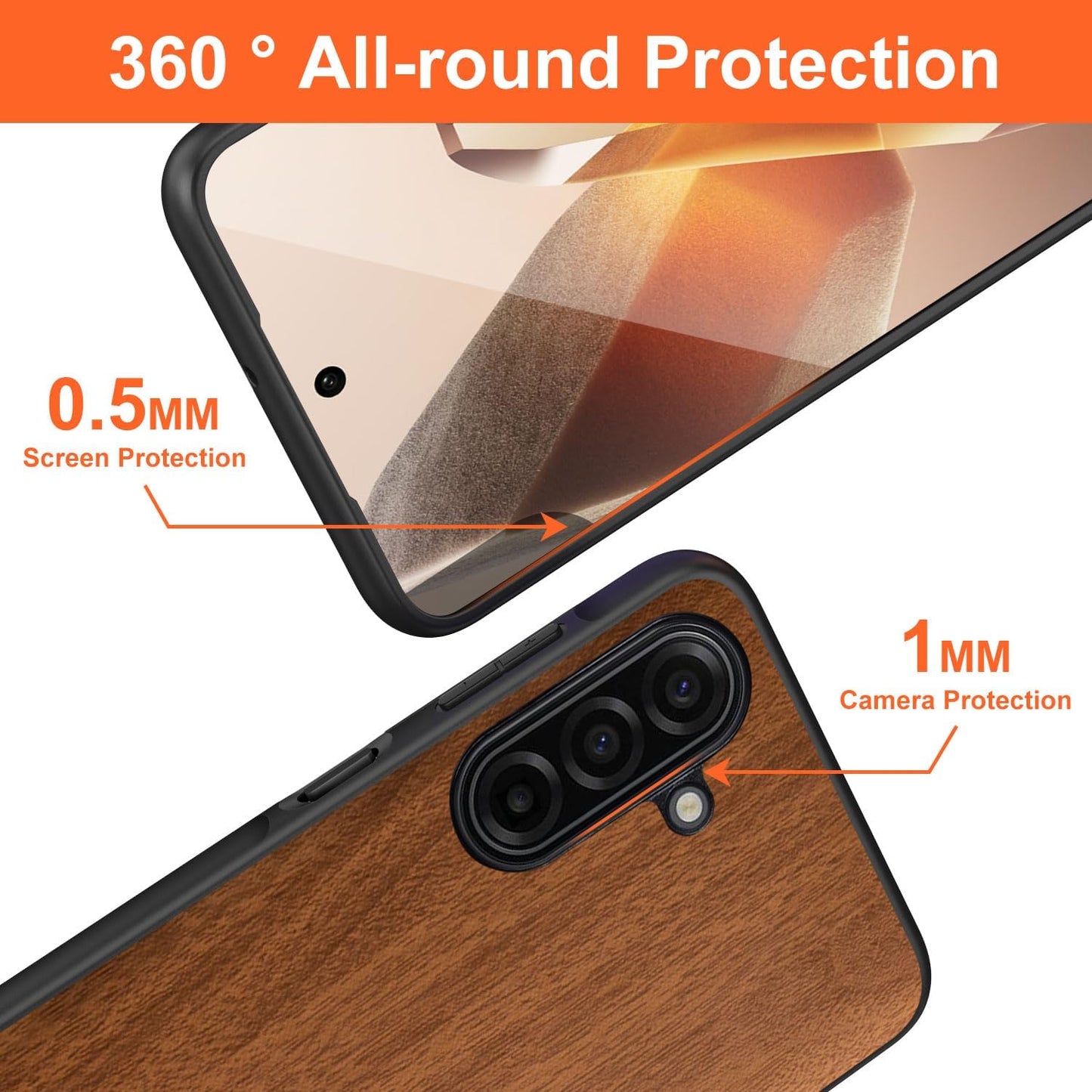 Case for Samsung Galaxy A17 5G funda Bamboo Wood Pattern PU Leather Back Cover for Samsung Galaxy a17 case (Yellow, Galaxy A17)