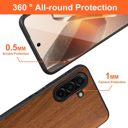 Case for Samsung Galaxy A17 5G funda Bamboo Wood Pattern PU Leather Back Cover for Samsung Galaxy a17 case (Yellow, Galaxy A17)