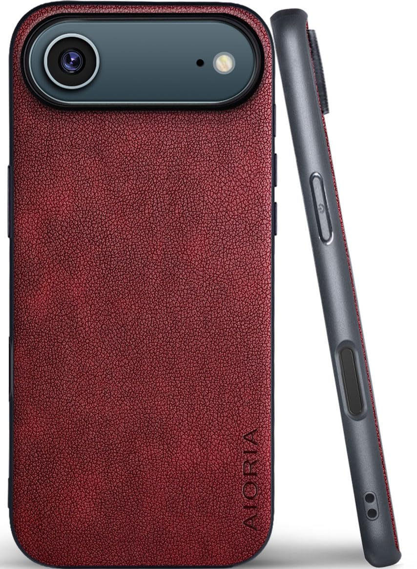 AIORIA for iPhone 18 Pro Max Case Premium Leather Cover Retro Design Full Protective Case (Red, for iPhone 18 Pro Max)
