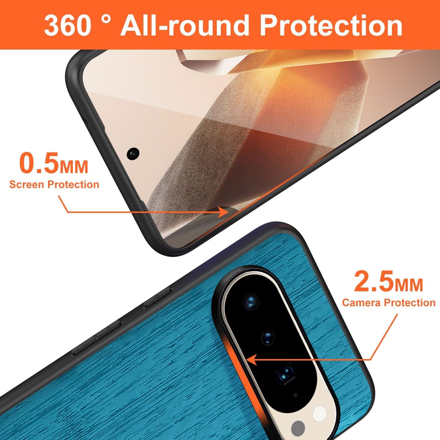 Case for Google Pixel 10 Pro XL Imitation Bamboo Pattern PU Leather Design Phone Case Protective Cover (Cyan, for Pixel 10 Pro XL)