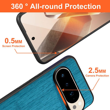 Case for Google Pixel 10 Pro XL Imitation Bamboo Pattern PU Leather Design Phone Case Protective Cover (Cyan, for Pixel 10 Pro XL)