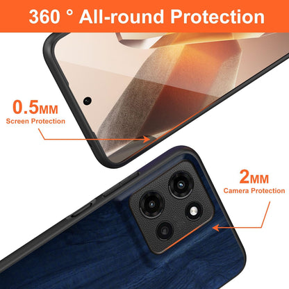 Case for Motorola Moto G 2025 5G funda Bamboo Wood Pattern PU Leather Back Cover for Moto g 2025 case (Blue, Moto G 2025)