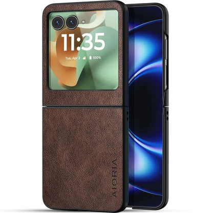 AIORIA for Motorola Razr Ultra 2026 Case Compatible Motorola Razr Ultra 2025 Case Premium Leather Cover Retro Design Full Protective Case (Coffee, for Razr Ultra 2026/2025)