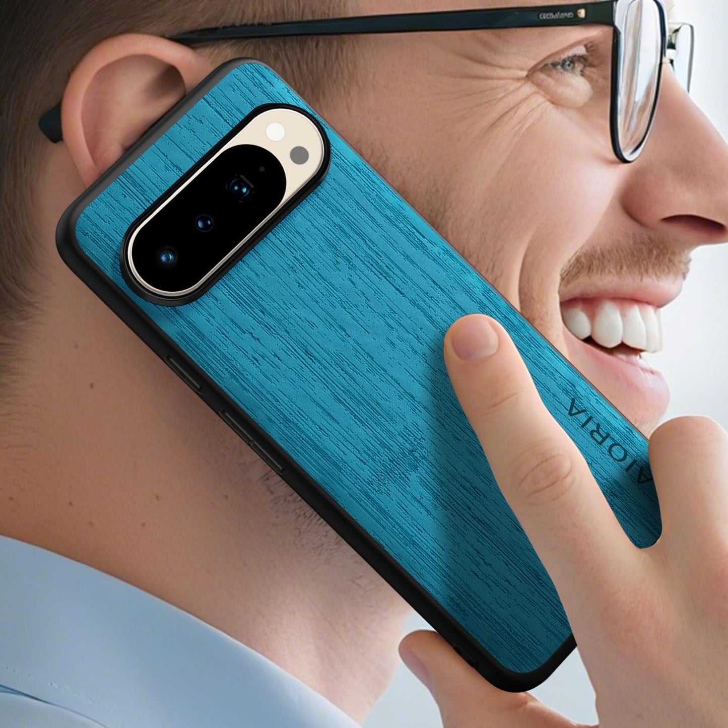 Case for Google Pixel 10 Pro XL Imitation Bamboo Pattern PU Leather Design Phone Case Protective Cover (Cyan, for Pixel 10 Pro XL)