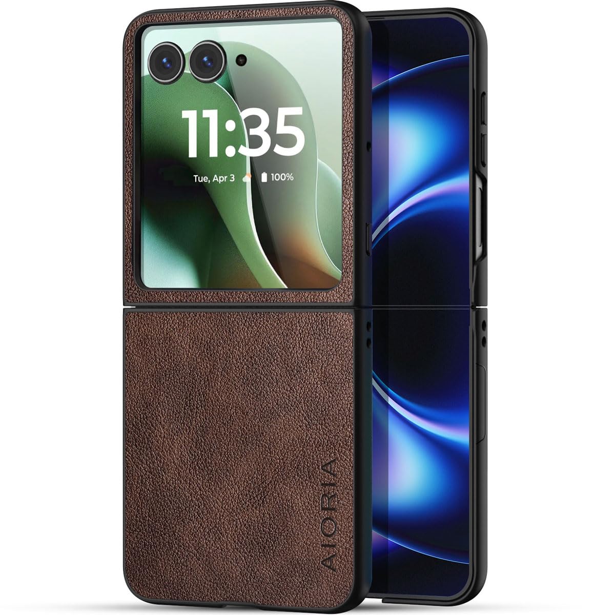 AIORIA for Motorola Razr Ultra 2026 Case Compatible Motorola Razr Ultra 2025 Case Premium Leather Cover Retro Design Full Protective Case (Coffee, for Razr Ultra 2026/2025)
