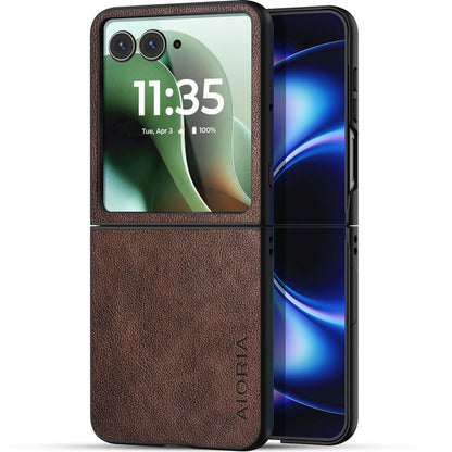 AIORIA for Motorola Razr Ultra 2026 Case Compatible Motorola Razr Ultra 2025 Case Premium Leather Cover Retro Design Full Protective Case (Coffee, for Razr Ultra 2026/2025)