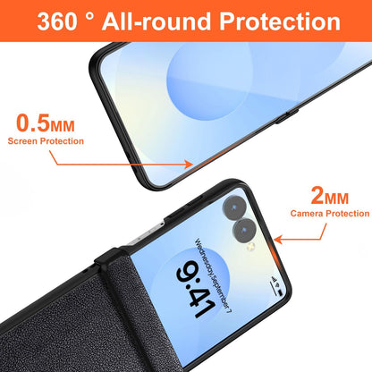 AIORIA for Samsung Galaxy Z Flip 8 Case Premium Leather Cover Retro Design Full Protective Case (Black, for Galaxy Z Flip8)