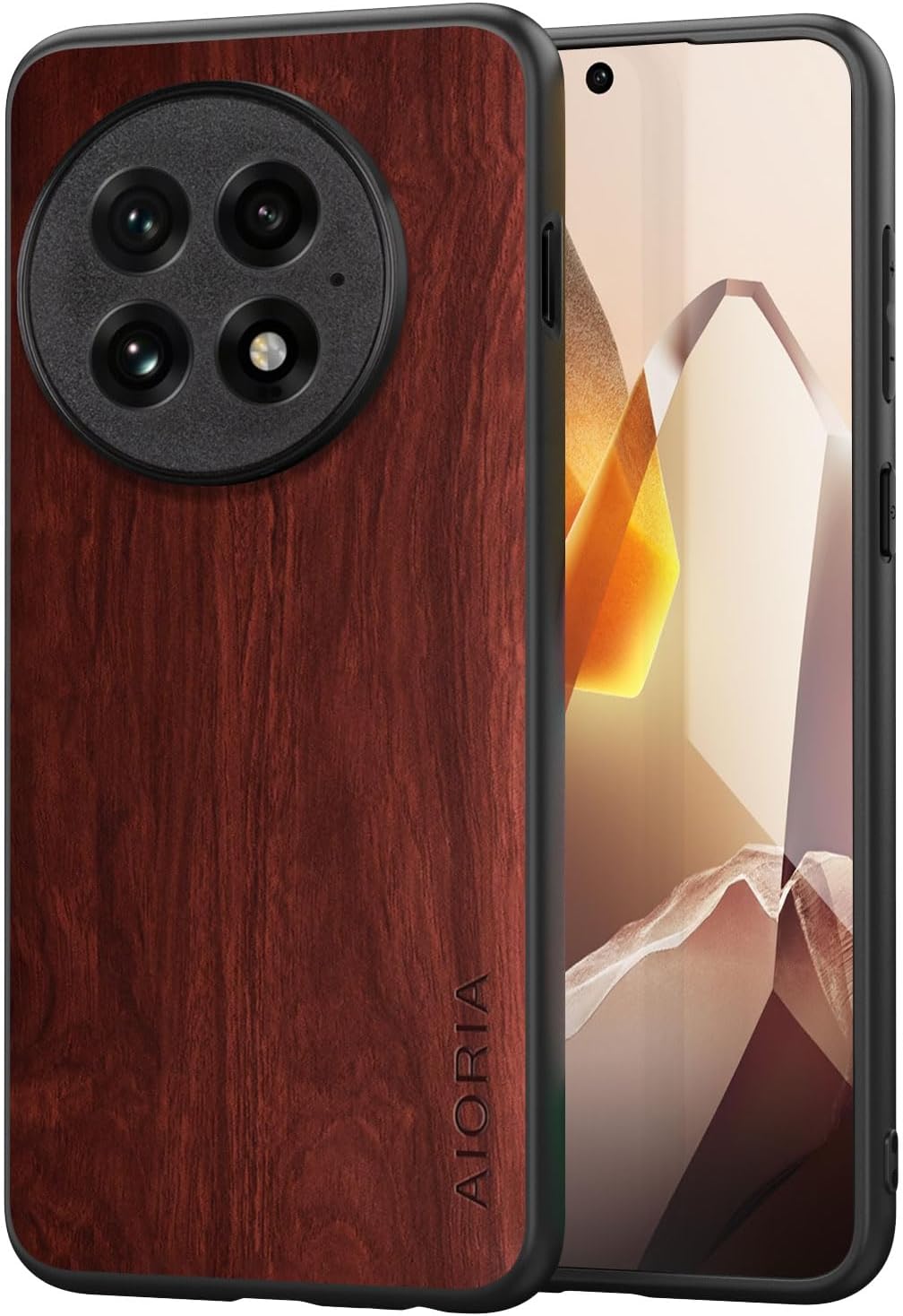 Case for OnePlus 13 5G funda Bamboo Wood Pattern PU Leather Back Cover for oneplus 13 case (Brown, OnePlus 13)