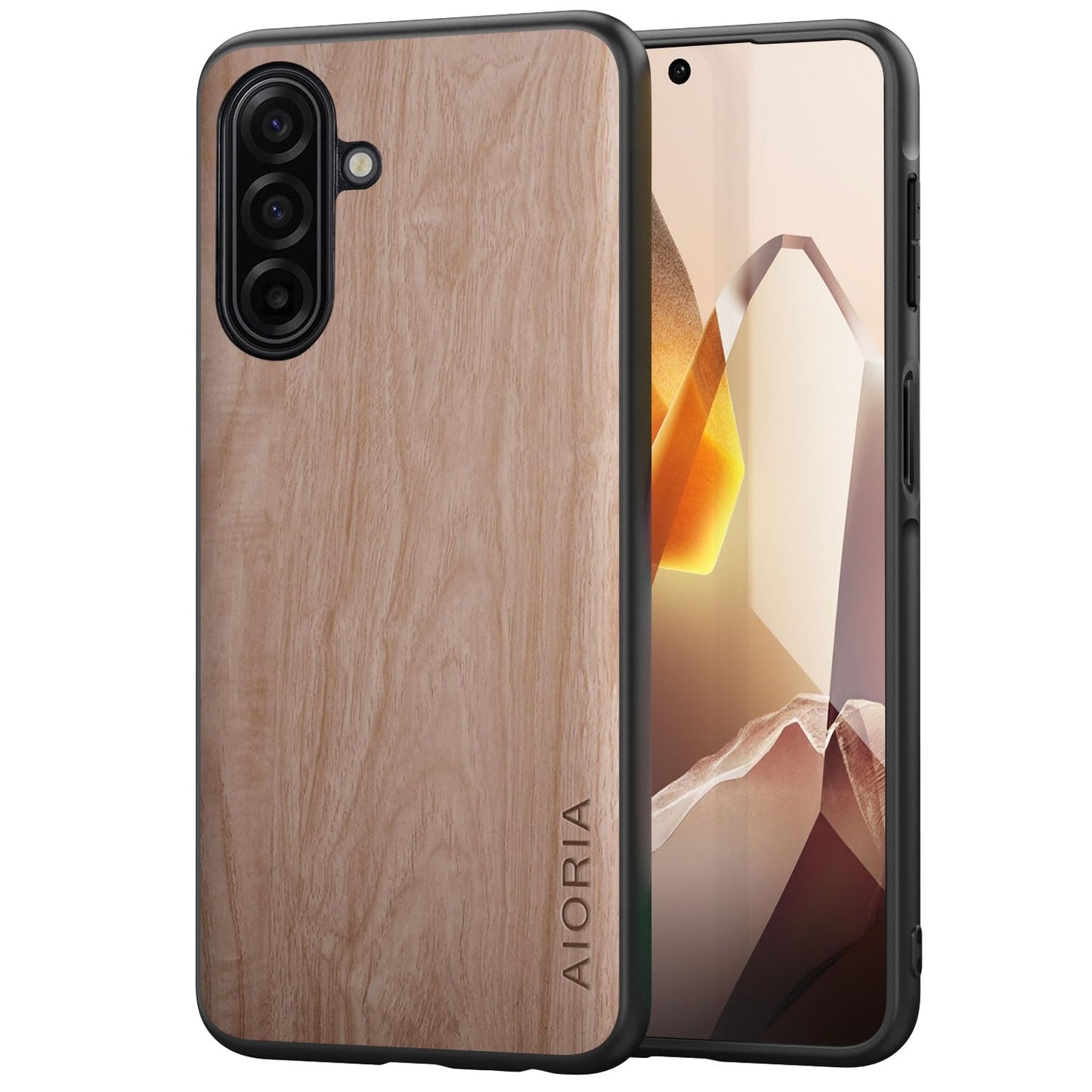 Case for Samsung Galaxy A17 5G funda Bamboo Wood Pattern PU Leather Back Cover for Samsung Galaxy a17 case (Yellow, Galaxy A17)