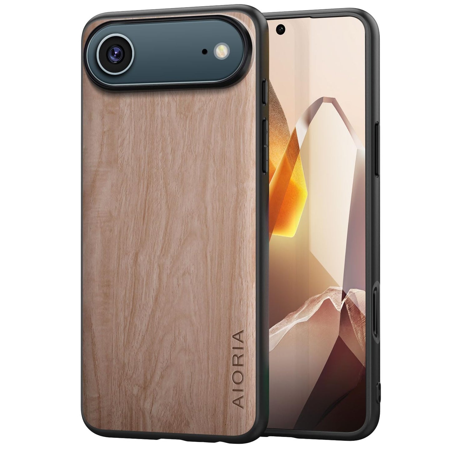 Case for iPhone 17 Pro 5G funda Bamboo Wood Pattern PU Leather Back Cover for iphone17 pro case (White, iPhone 17 Pro)