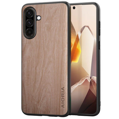 Case for Samsung Galaxy A17 5G funda Bamboo Wood Pattern PU Leather Back Cover for Samsung Galaxy a17 case (Yellow, Galaxy A17)