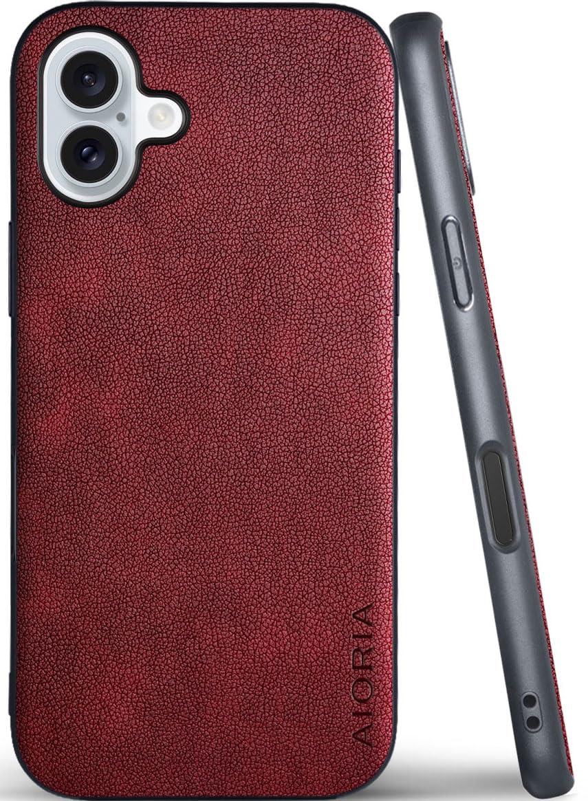 AIORIA for iPhone 18 Pro Max Case Premium Leather Cover Retro Design Full Protective Case (Red, for iPhone 18 Pro Max)