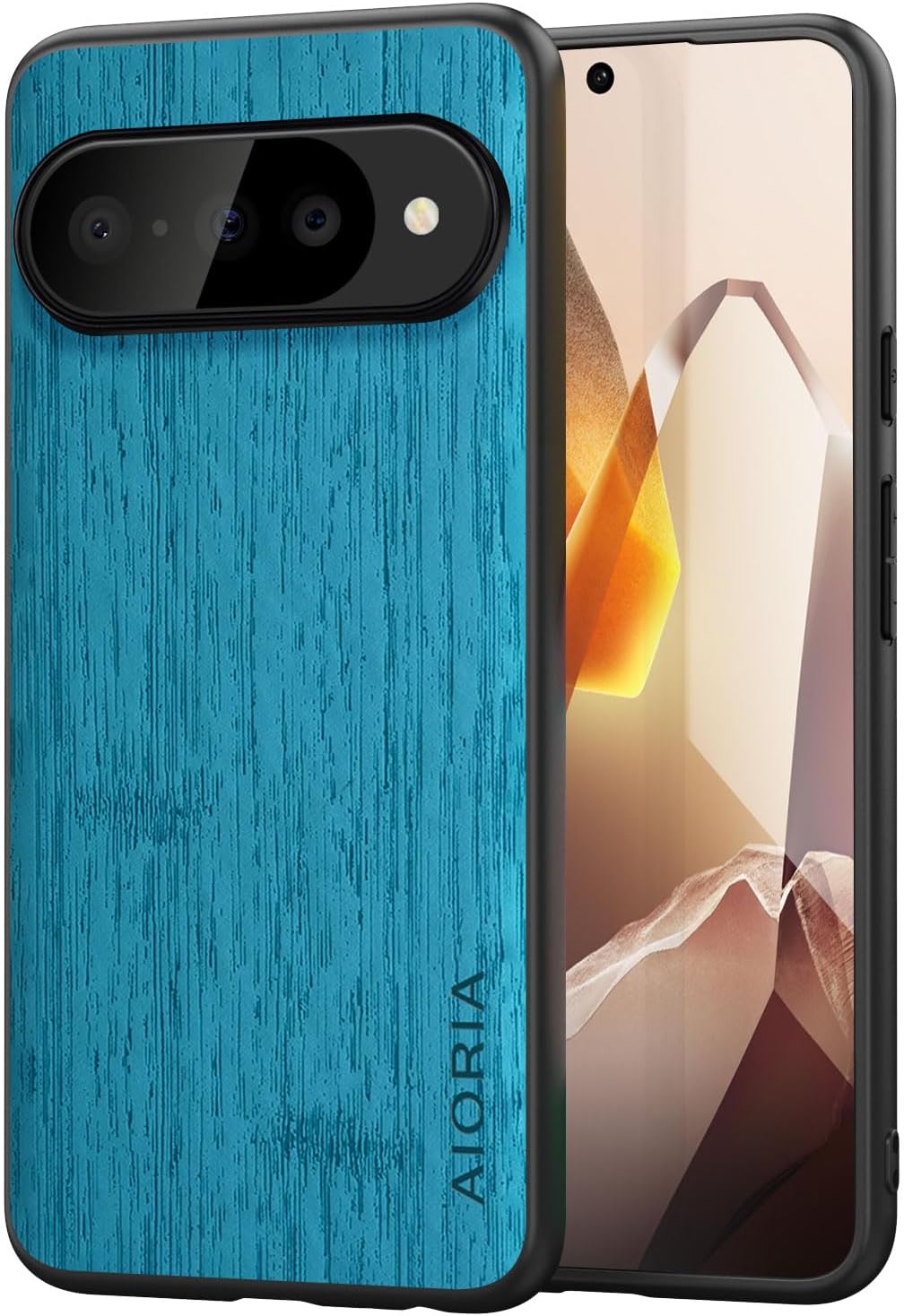 Case for Google Pixel 10 Pro XL Imitation Bamboo Pattern PU Leather Design Phone Case Protective Cover (Cyan, for Pixel 10 Pro XL)