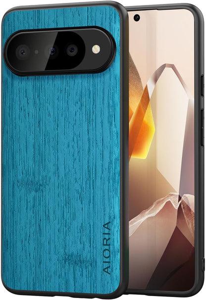 Case for Google Pixel 10 Pro XL Imitation Bamboo Pattern PU Leather Design Phone Case Protective Cover (Cyan, for Pixel 10 Pro XL)