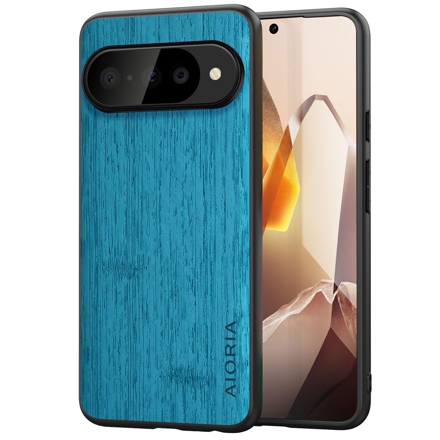 Case for Google Pixel 10 Pro XL Imitation Bamboo Pattern PU Leather Design Phone Case Protective Cover (Cyan, for Pixel 10 Pro XL)