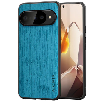 Case for Google Pixel 10 Pro XL Imitation Bamboo Pattern PU Leather Design Phone Case Protective Cover (Cyan, for Pixel 10 Pro XL)